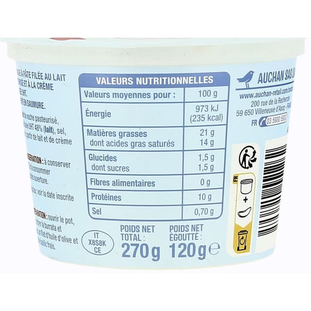 3596710551262 - Auchan - Burrata