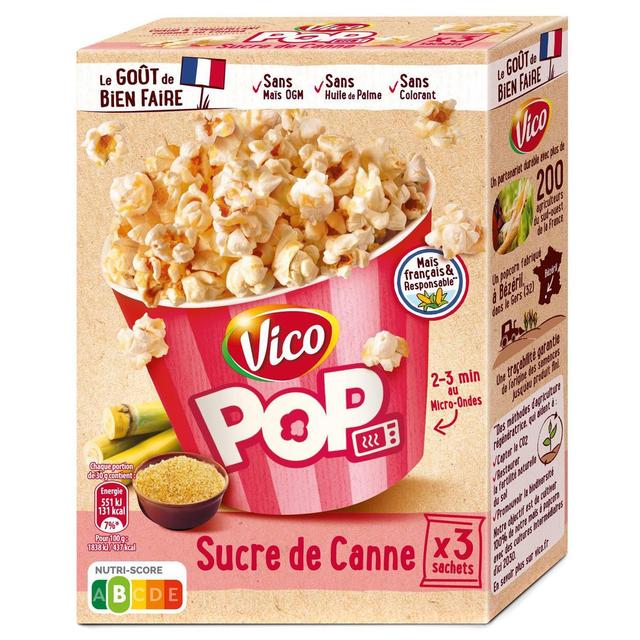 3336972302062 - Vico - Pop Corn Micro-Ondes Sucre de Cannes