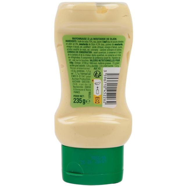 3596710452262 - Auchan - Mayonnaise à la moutarde de Dijon et aux oeufs plein air en flacon souple