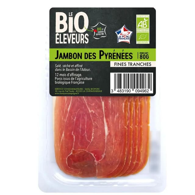 3483190094962 - Le Bio des éleveurs - Jambon des Pyrénées fines tranches