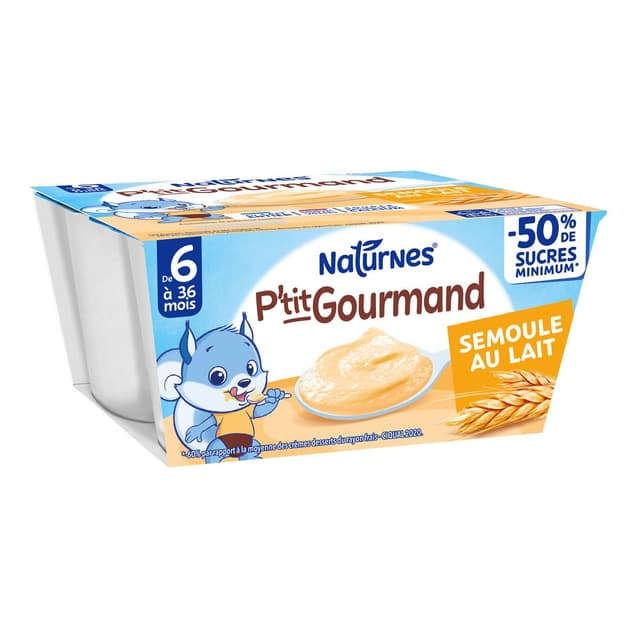 8445291536562 - Naturnes® - P'tit Gourmand - Dessert lacté Semoule pot bébé dès 6 mois