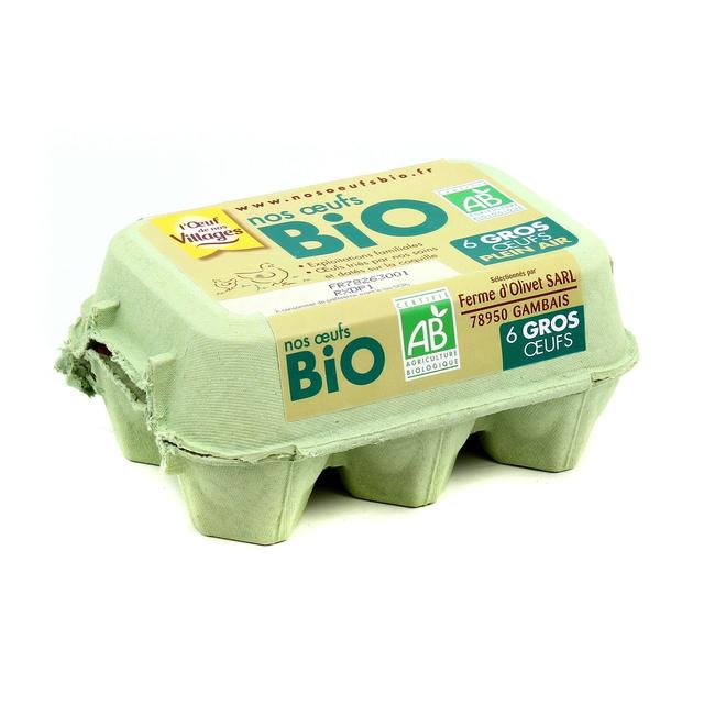 3414280670063 - L'oeuf de nos Villages - Oeufs bio gros plein air x6