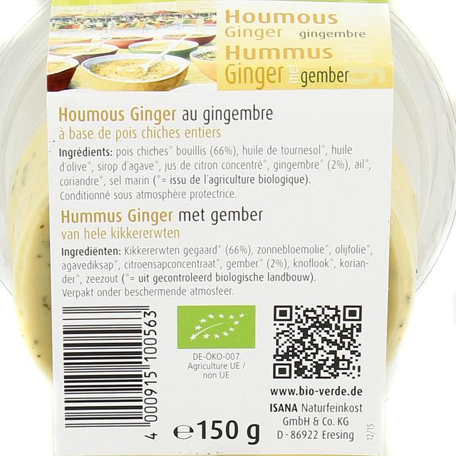 4000915100563 - BioVerde - Houmous gingembre bio, végan,