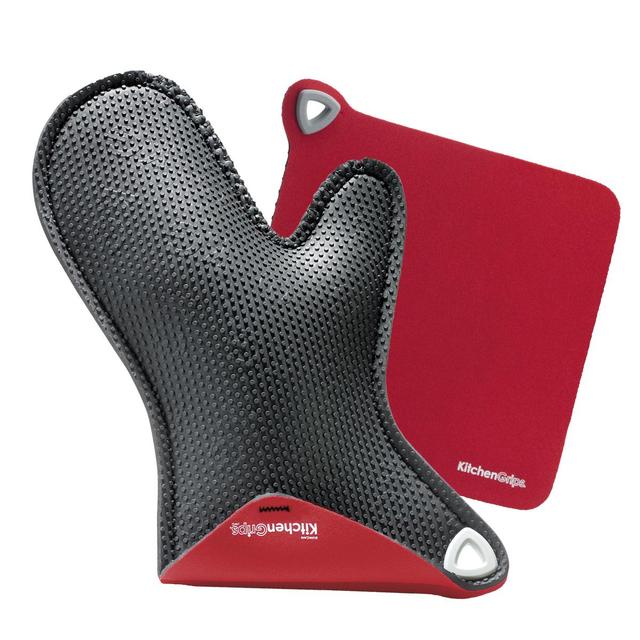 0790652202463 - Kitchen Grips - Gant à four et manique noir/rouge