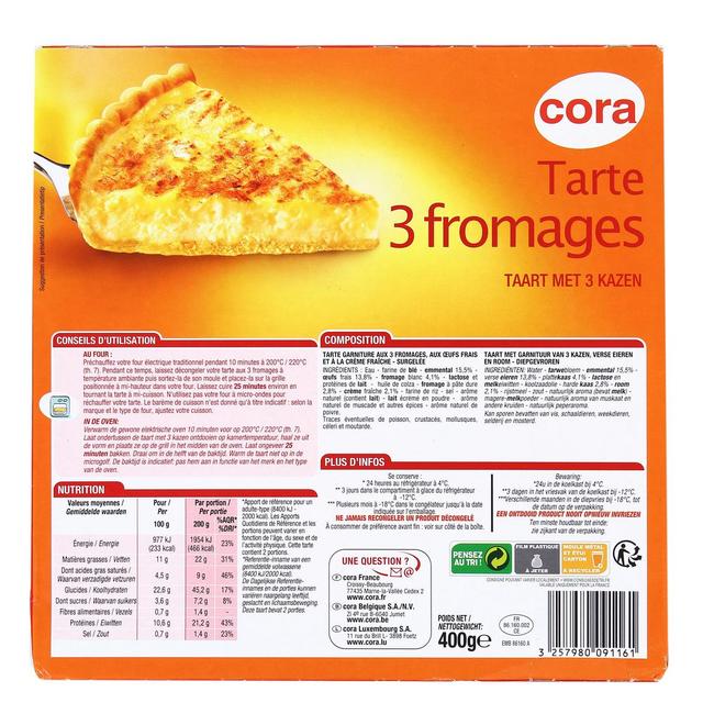 2050000312663 - Cora - Tarte aux 3 fromages
