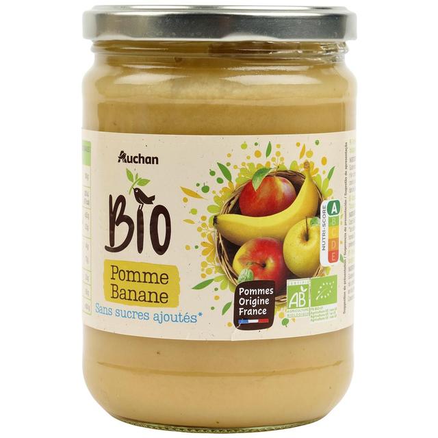 3596710483563 - Auchan BIO - Purée de pomme banane sans sucres ajoutés en bocal bio