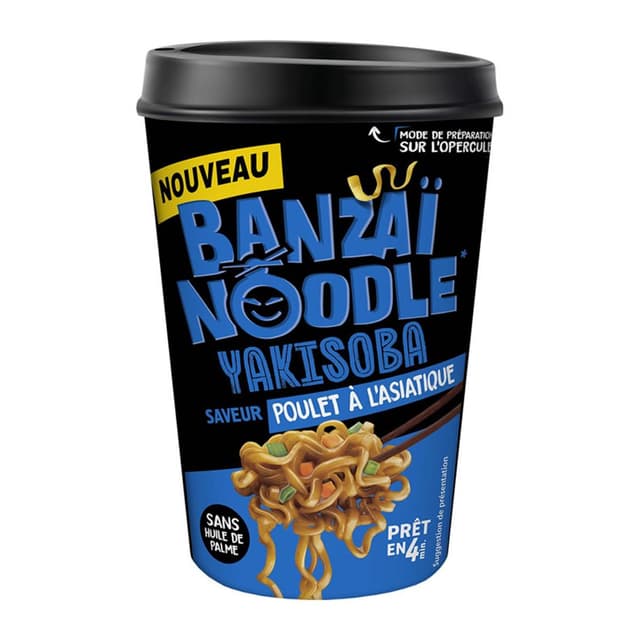 3038359914263 - Panzani - Nouilles yakisoba saveur poulet à l'asiatique - Banzaï Noodle en cup