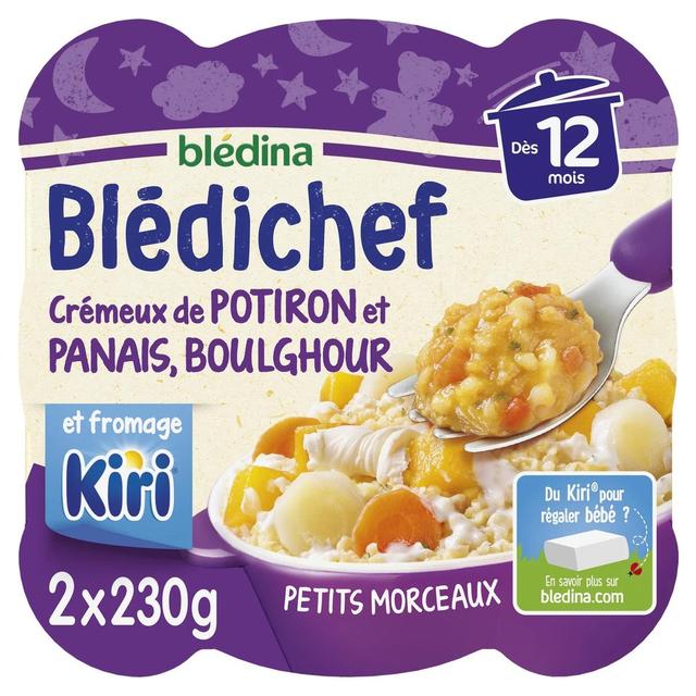3041091984463 - Blédina - Blédi'chef - Crémeux de Potiron et Panais, Boulghour et fromage Kiri Plat Bébé Dès 12 mois