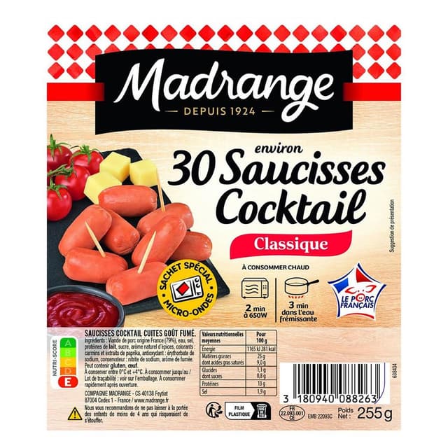 3180940088263 - Madrange - Saucisses cocktail classique