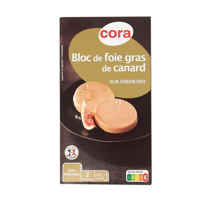 3257985589663 - Cora - Duo Bloc de Foie Gras de Canard avec morceaux, 80g