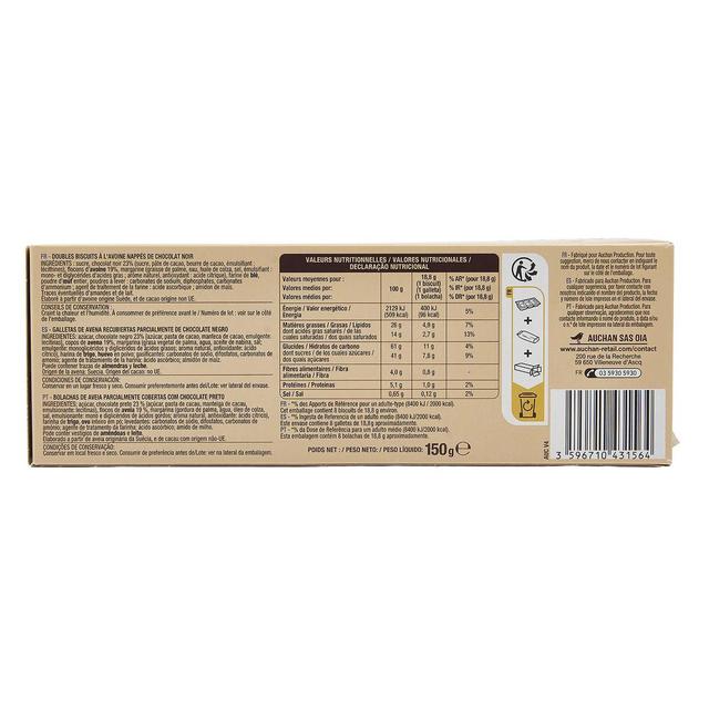 3596710431564 - Auchan - Galettes suédoises aux flocons d'Avoine et chocolat