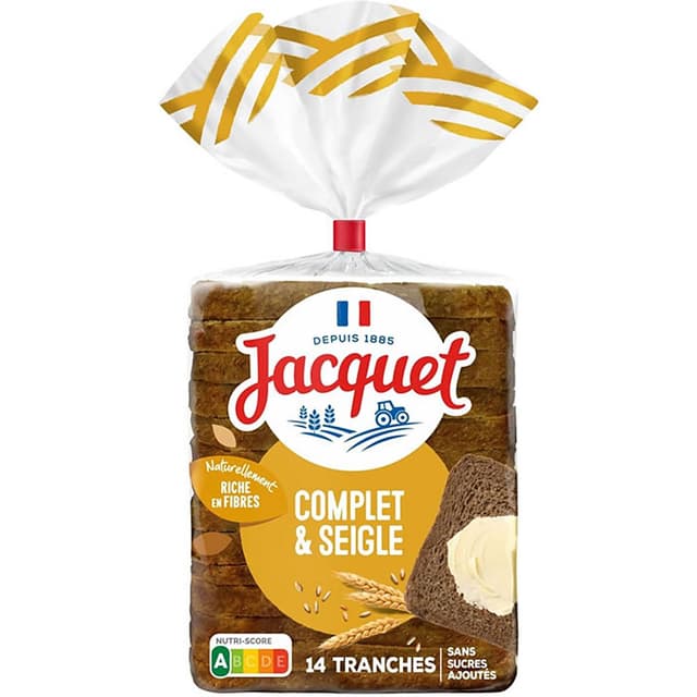 3029330802464 - Jacquet - Pain de mie complet et seigle sans sucres ajoutés