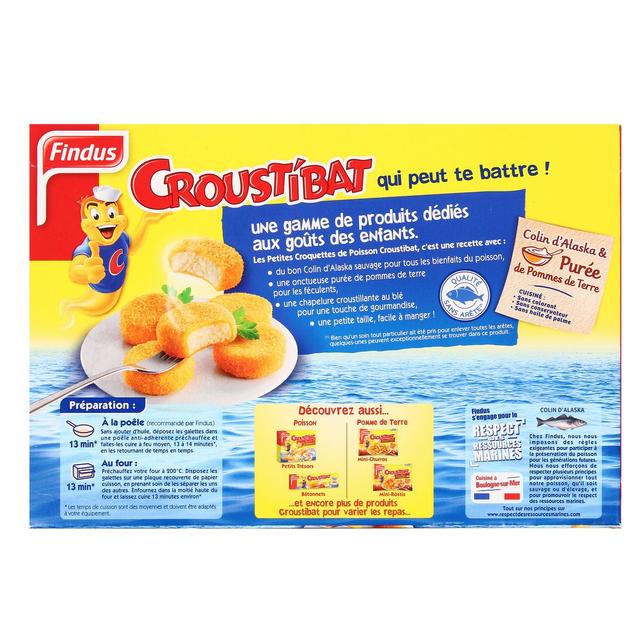 3599741002864 - Findus - 12 petites croquettes de poisson Croustibat- Colin d'Alaska et purée de pomme de terre