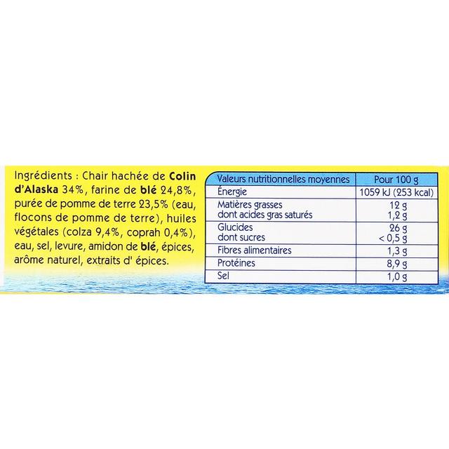 3599741002864 - Findus - 12 petites croquettes de poisson Croustibat- Colin d'Alaska et purée de pomme de terre
