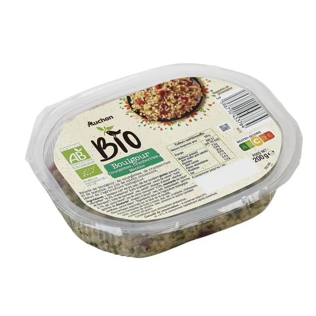 3596710453764 - Auchan BIO - Salade Boulgour, courgettes, cranberries, menthe Bio