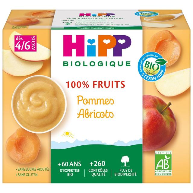 4062300069664 - Hipp - 100% Fruits - Pommes Abricots Bio Coupelle Bébé Dès 4/6 mois
