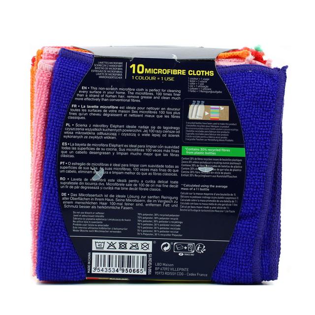 3543534950665 - Elephant - Lot de 10 lavettes microfibre