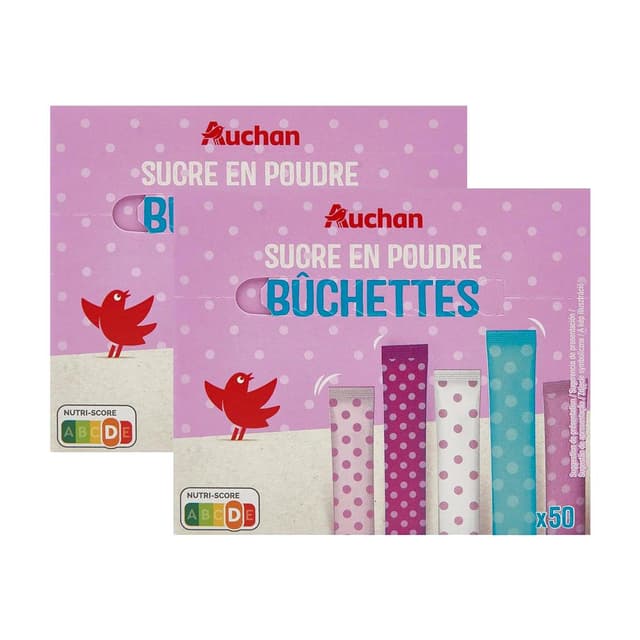2050000421365 - Auchan - Sucre en poudre en bûchettes x50