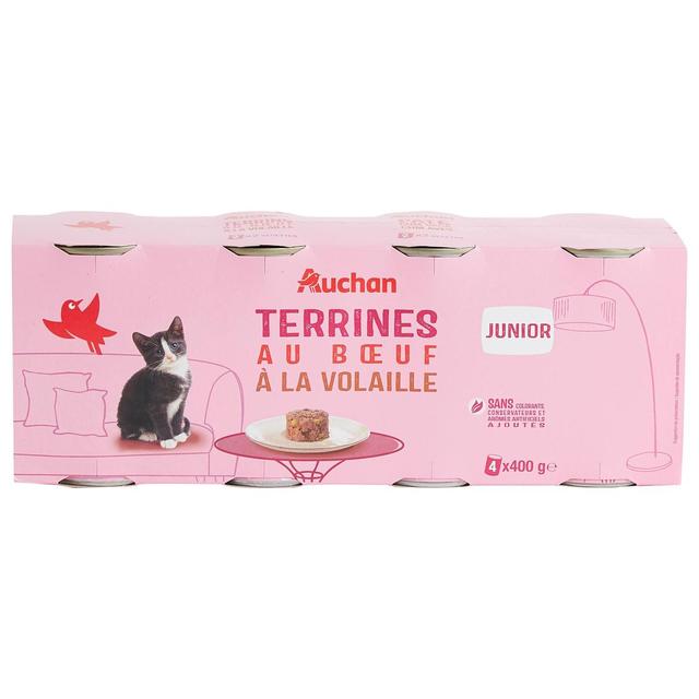 3596710485765 - Auchan - Boites Terrines Boeuf et Volaille pour chaton