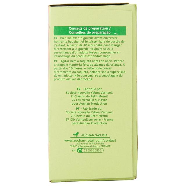 3596710477265 - Auchan Baby Bio - Dessert lacté Brassé Pomme Banane Bio Gourde Bébé dès 10 mois