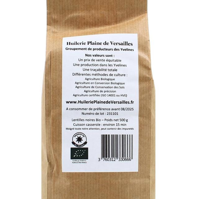 3760312330666 - Huilerie Plaine de Versailles - Lentilles Noires Bio cultivées dans les Yvelines