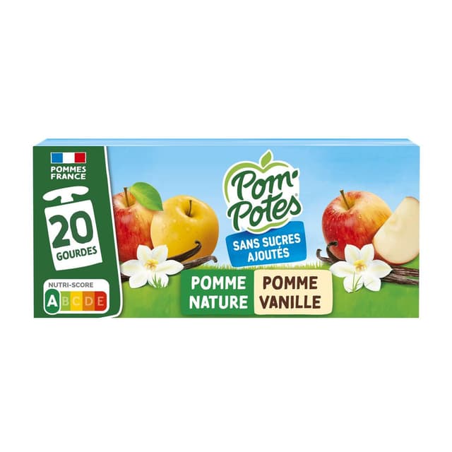 3021762420766 - Pom Potes - Compote Gourdes Pomme Vanille Sans Sucre Ajoutés