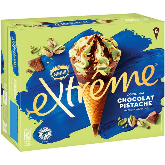 7613035892866 - Extrême - Cônes glacés chocolat pistache et Pépites de Nougatine