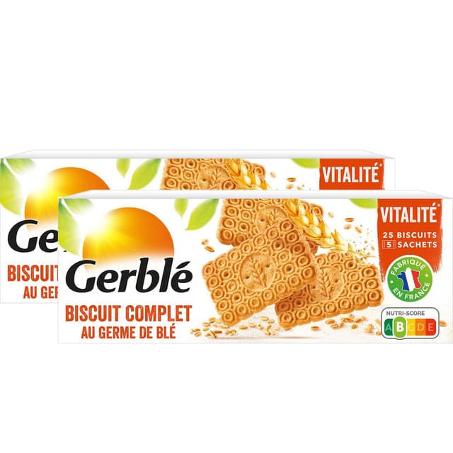 3251490320001 - Gerblé Vitalité - 25 Biscuits complets au germe de blé -32% de sucres en moins