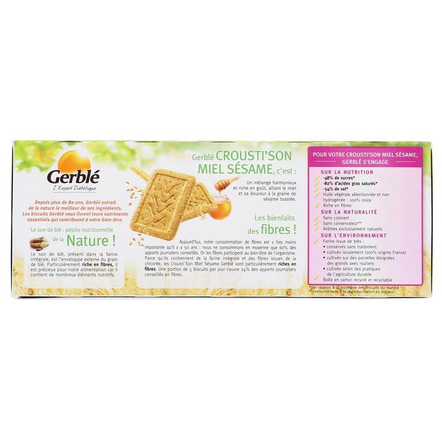 3175681026766 - Gerblé Fibres - 20 Biscuits Crousti'Son miel sésame -46% de sucres en moins