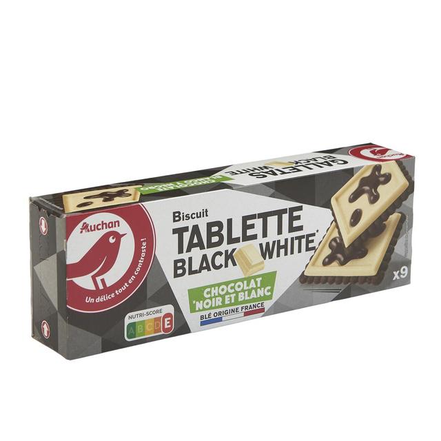 3596710517466 - Auchan - Biscuits cacaoté avec tablette de chocolat blanc et noir