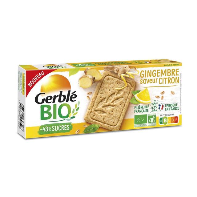 3175681257566 - Gerblé Bio - 12 Sablés citron Gingembre Bio -43% de sucres en moins
