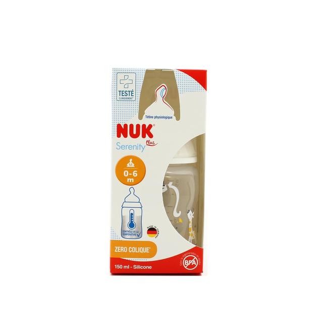 3159921228066 - Nuk - Biberon col large tétine silicone 0/6 mois