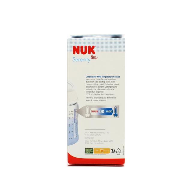 3159921228066 - Nuk - Biberon col large tétine silicone 0/6 mois