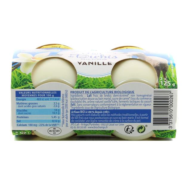 3375610000267 - Biochamps - Yaourt bio vanille au lait de brebis