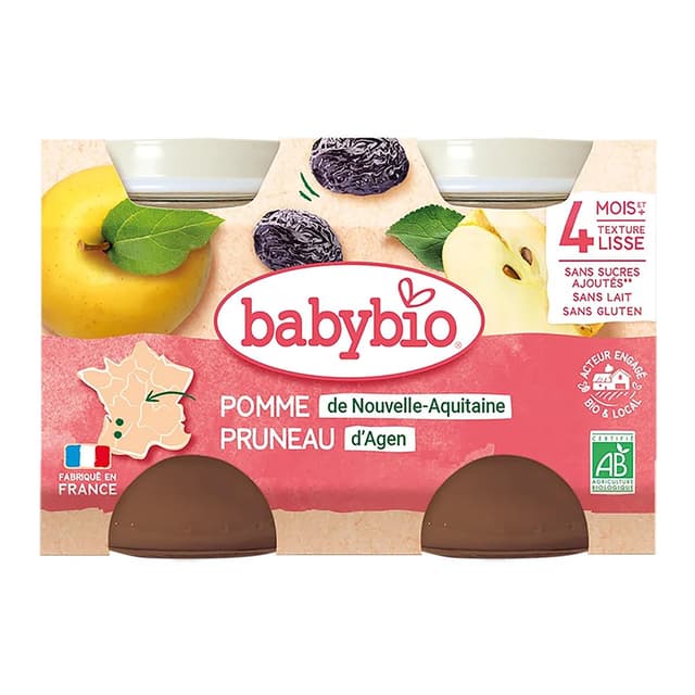 3288131510767 - Babybio - Mes Fruits - Pommes pruneaux bio Pot Bébé dès 4 mois