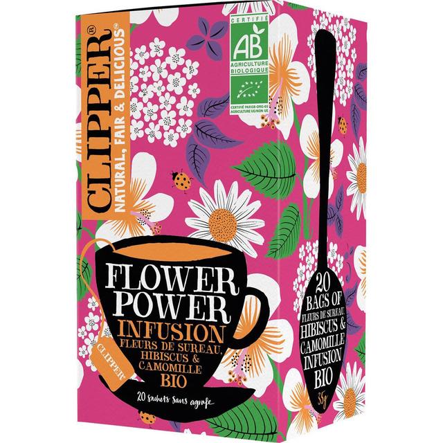 5021991941467 - Clipper - Infusion Flower power Fleur de Sureau Hibiscus Camomille Bio - 20 sachets