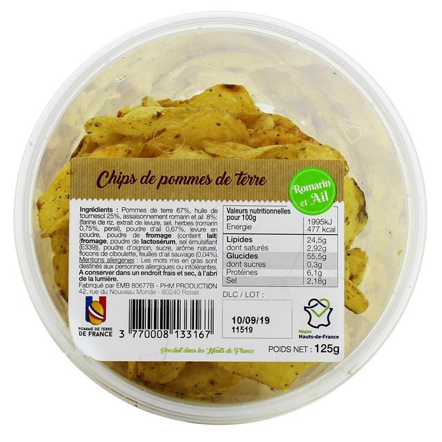 3770008133167 - PHM production - Chips de pomme de terre ail & romarin