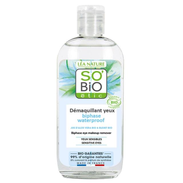 3517360023367 - SO'BIO ETIC - Démaquillant yeux biphase waterproof, Jus d'Aloe vera bio équitable, yeux sensibles