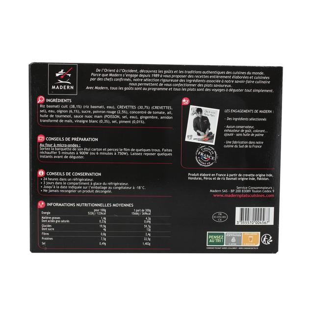 3355570004567 - Madern - Crevettes sauce piquante et son riz Basmati