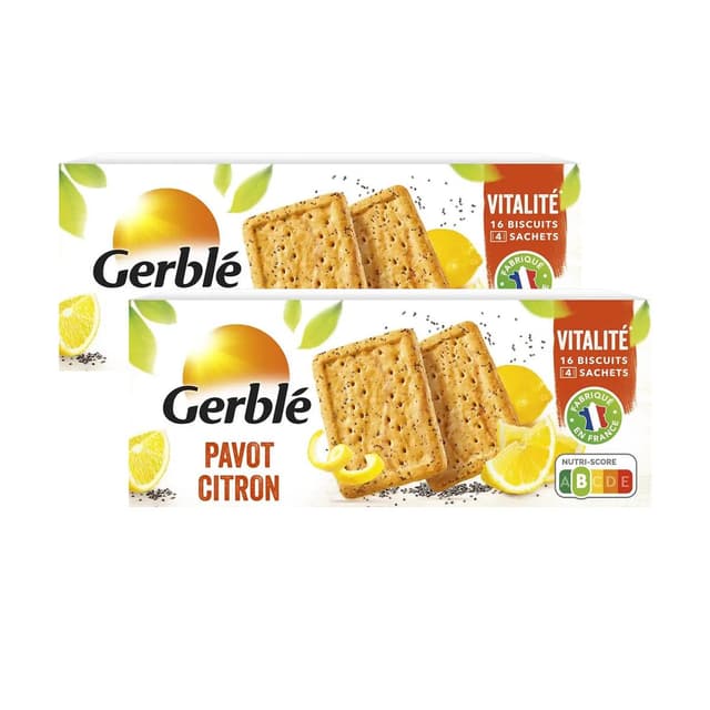 3175681066632 - Gerblé Vitalité - 16 Biscuits Pavot Citron -46% de sucres en moins