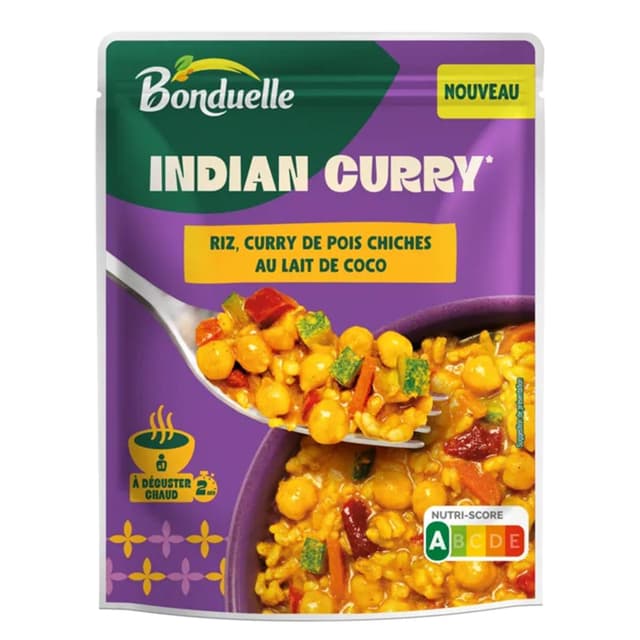 3083681186567 - Bonduelle - Indian Curry - Riz curry de pois chiches au lait de coco sachet express