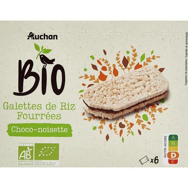 3596710519767 - Auchan BIO - Galettes de riz fourrées au choco-noisette bio