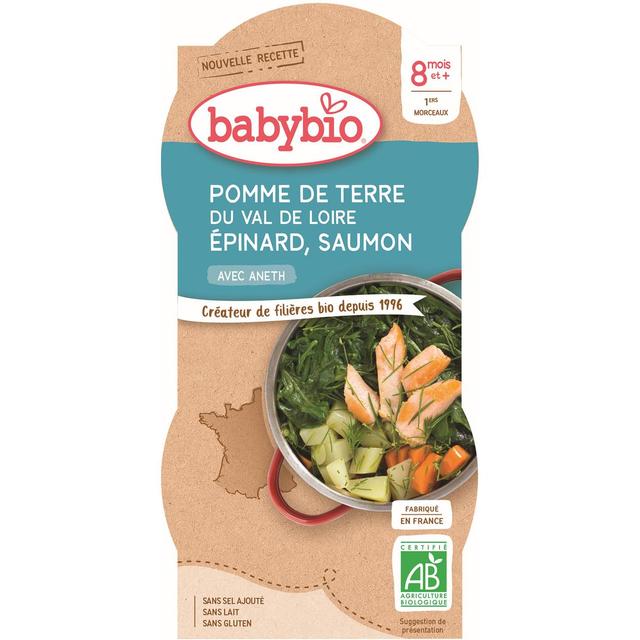 3288131520568 - Babybio - Pomme de terre, épinard, saumon à l'aneth bio dès 8 mois