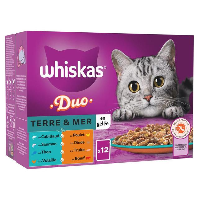 4770608262068 - Whiskas - Sachets en gelée Duo Terre et mer 4 variétés pour chat adulte