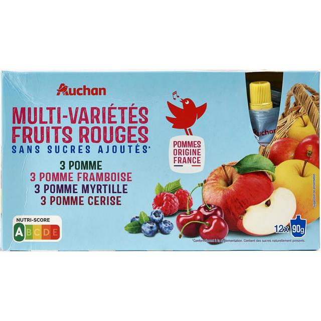 3596710492268 - Auchan - Gourdes purée multi-variétés fruits rouges sans sucres ajoutés