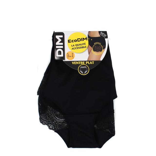 3610862302968 - Dim - Culotte femme taille haute en coton stretch et dentelle Noir