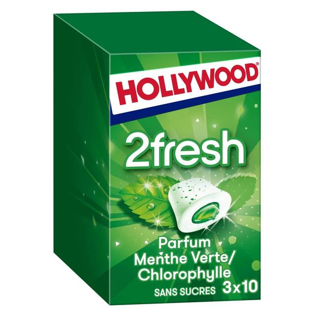 8723400943068 - Hollywood - Chewing gum Fresh menthe verte sans sucre ajoutés