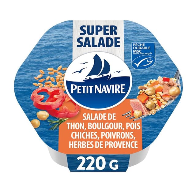 3019089045168 - Petit Navire - Salade de thon MSC boulgour pois chiches poivrons et herbes de Provence en conserve
