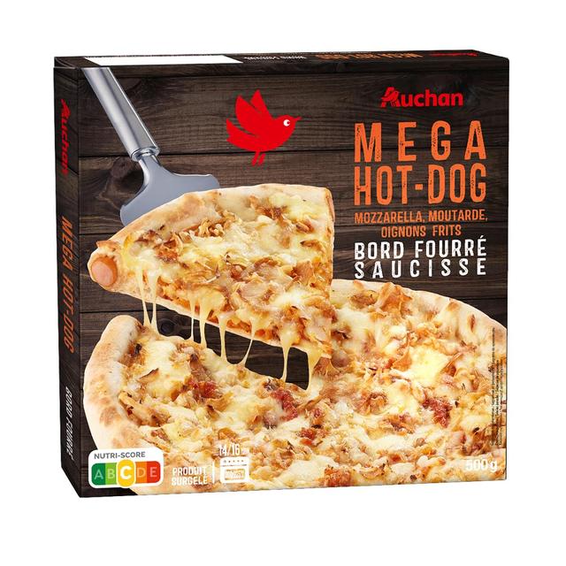 3596710525768 - Auchan - Pizza méga hot dog bord fourré saucisse