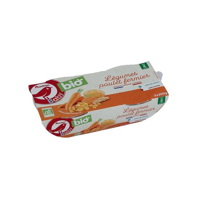 3596710476268 - Auchan Baby Bio - Légumes avec poulet fermier bio Bol bébé dès 8 mois